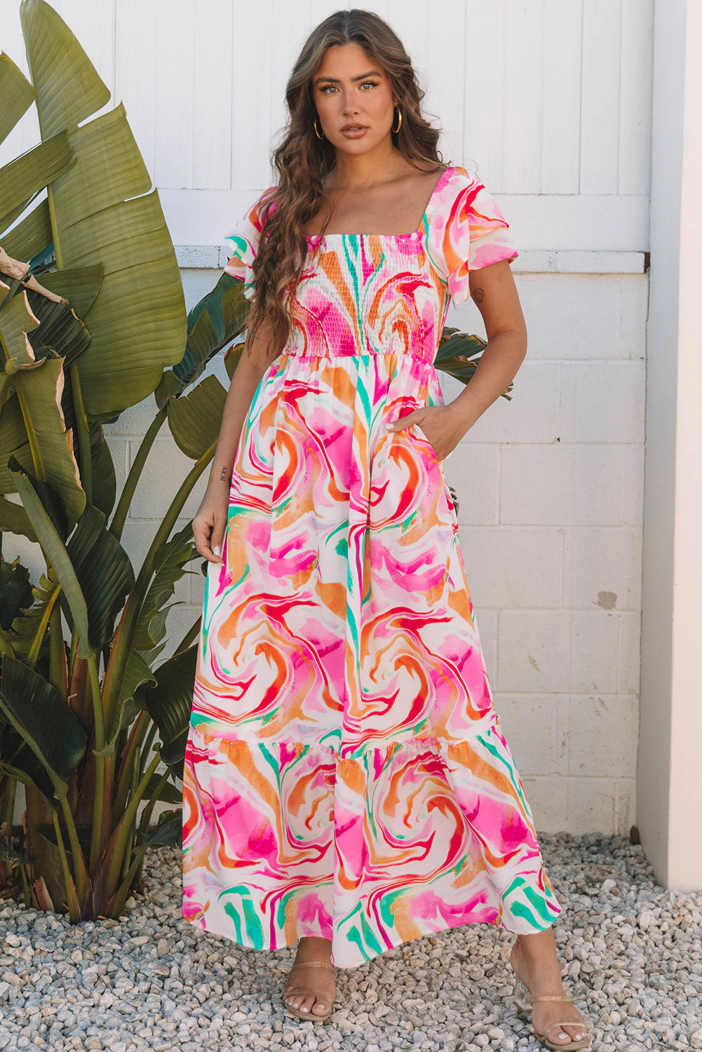 Threaded Pear Women's Avery Smocked Bust Maxi Dress