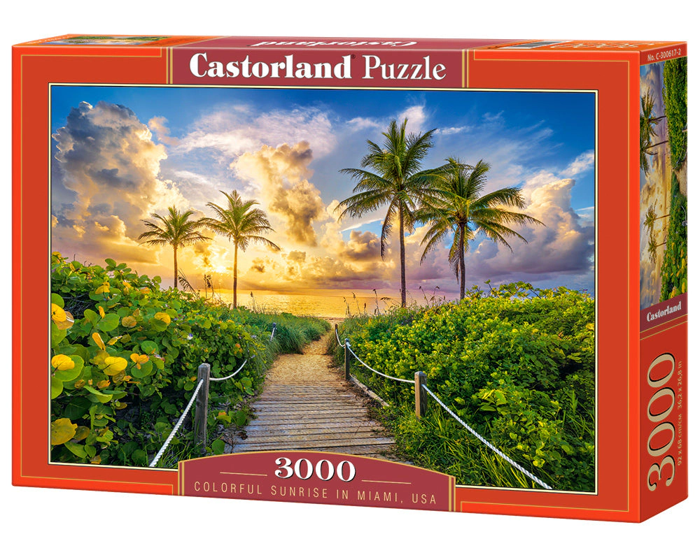 CASTORLAND 3000 Piece Jigsaw Puzzles, Colorful Sunrise in Miami, USA, Adult Puzzles, Castorland C-300617-2