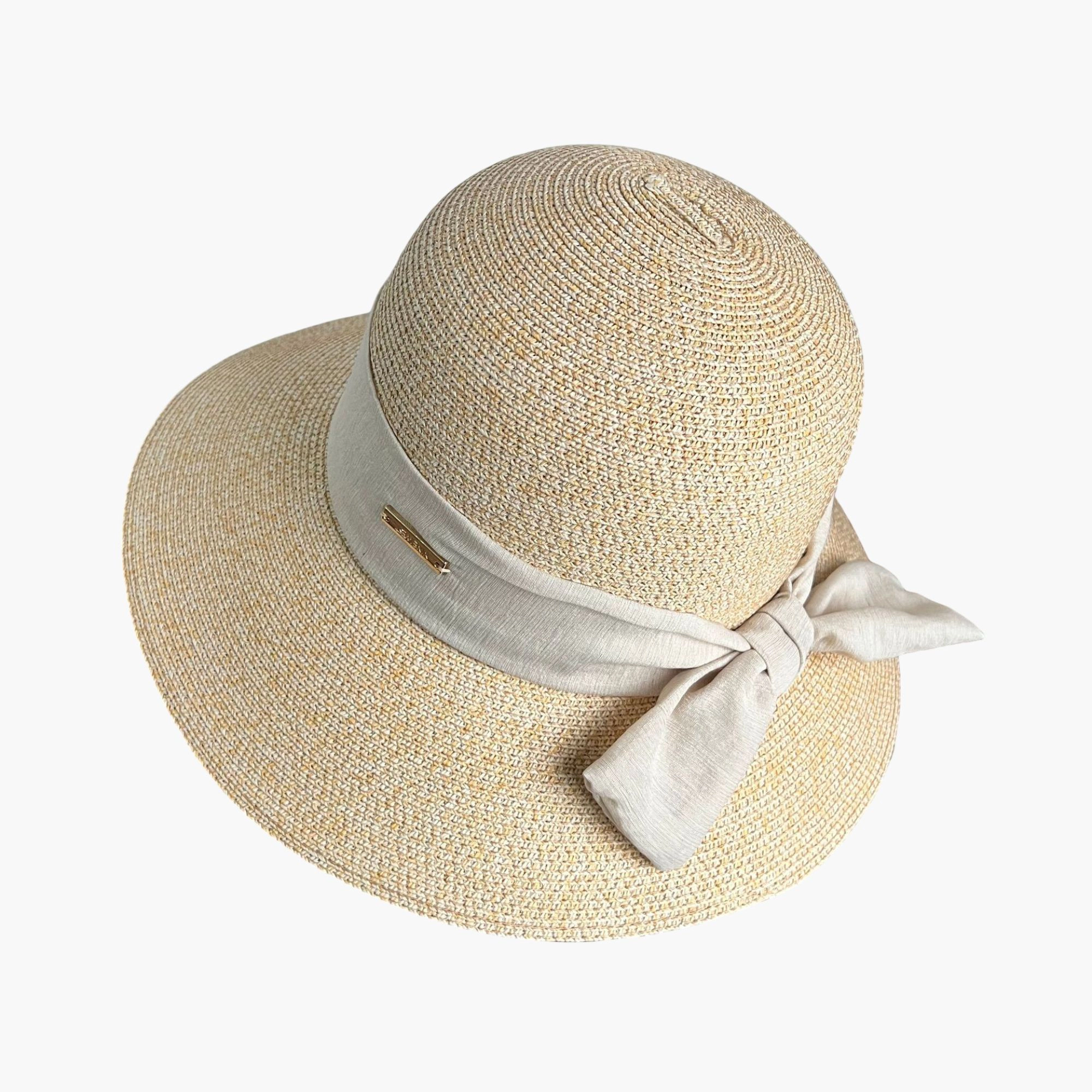 Anna-Kaci Womens Straw Sun Hat with Fabric Bow Detail Lightweight Summer
