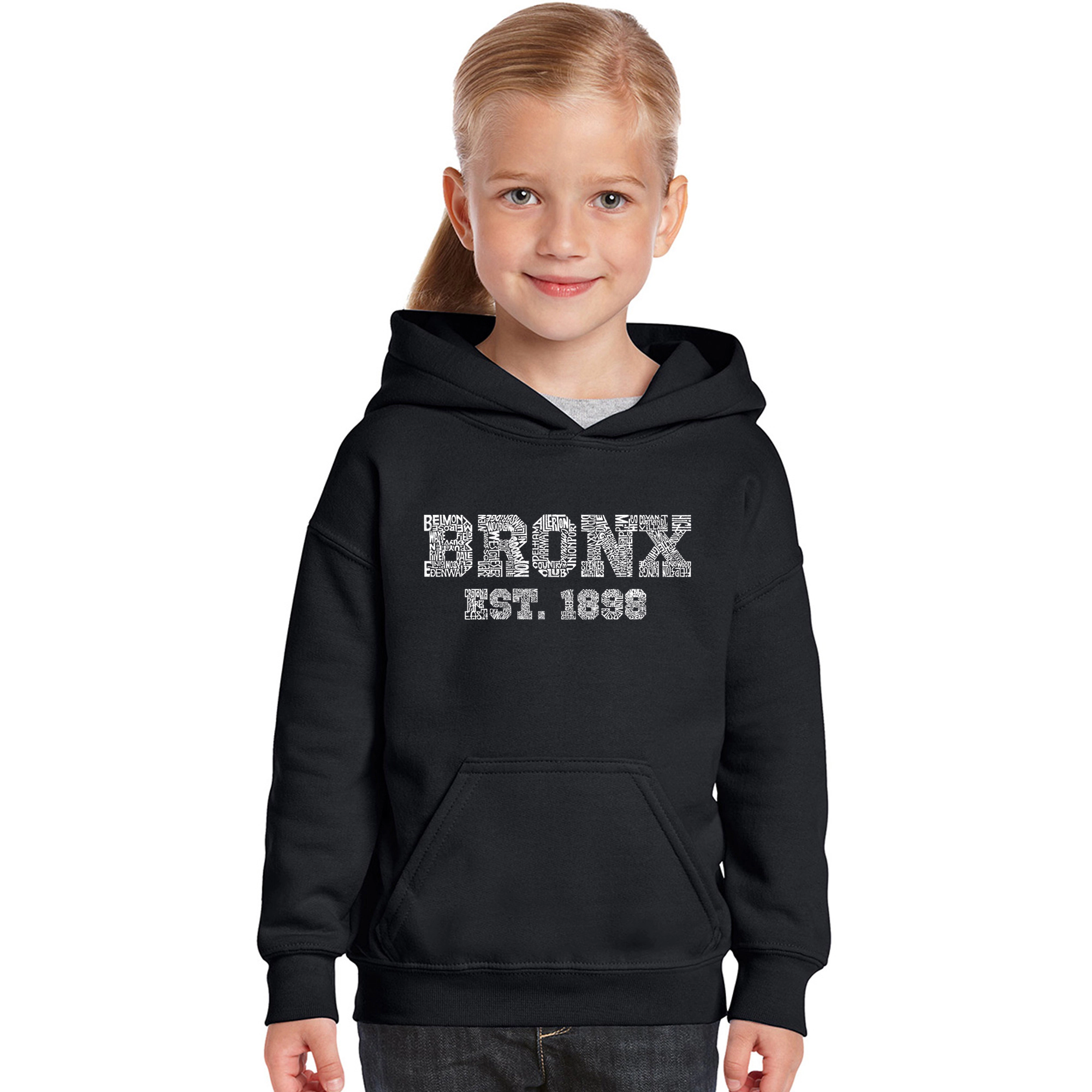 LA Pop Art Girls Word Hoodie - POPULAR NEIGHBORHOODS BRONX, NY