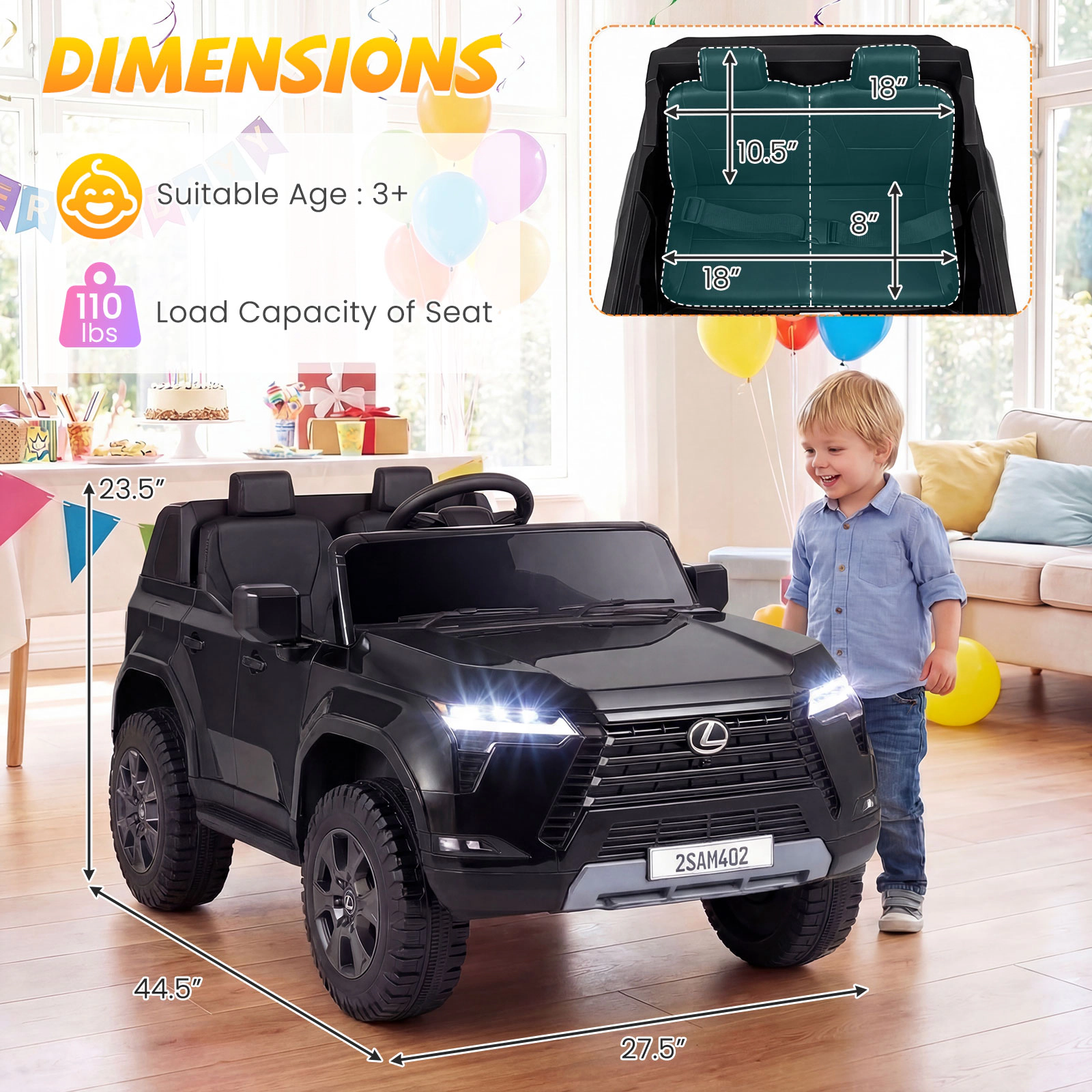 Costway Ride on Car for Kids, 24V 4WD Licensed LEXUS GX550 Electric Vehicle with Remote White