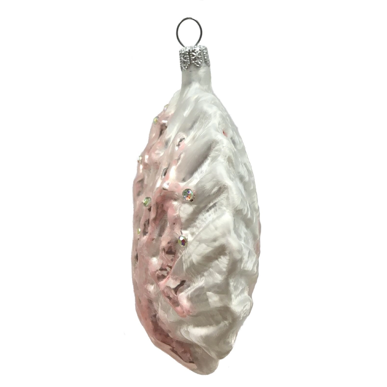 Pinnacle Peak Trading Company Coral Covered Scallop Seashell Polish Glass Christmas Ornament Beach Shell