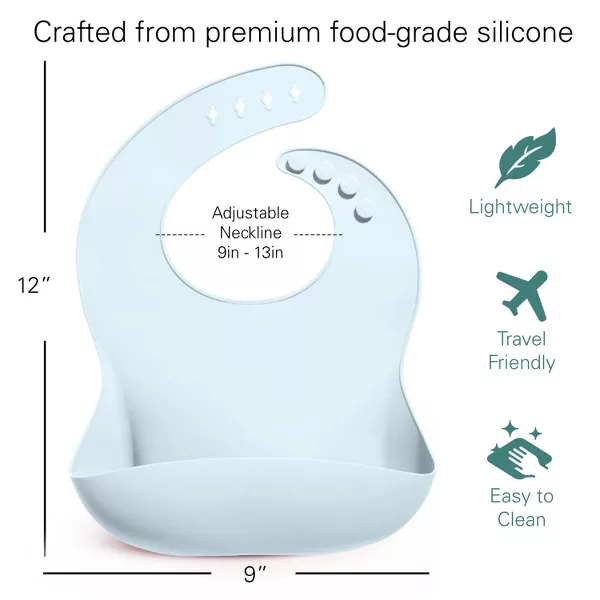 Sperric Silicone Baby Bibs - Soft Bib with Food Catcher, Waterproof Material, Adjustable Fit for & Toddler