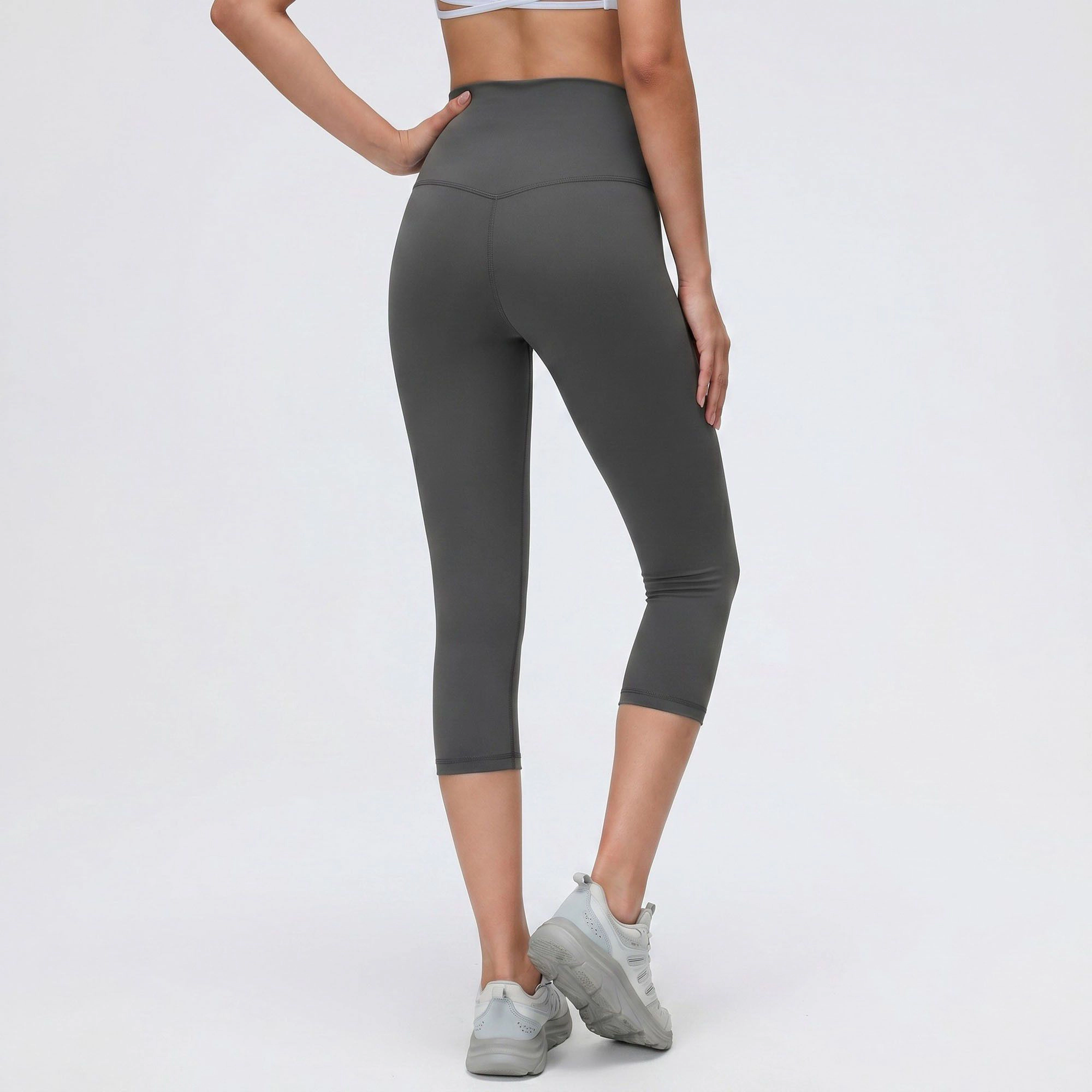 Anna-Kaci Women's High-Waist Capri Leggings with Wide Waistband Smooth Stretch Fit and Pull On Activewear Design