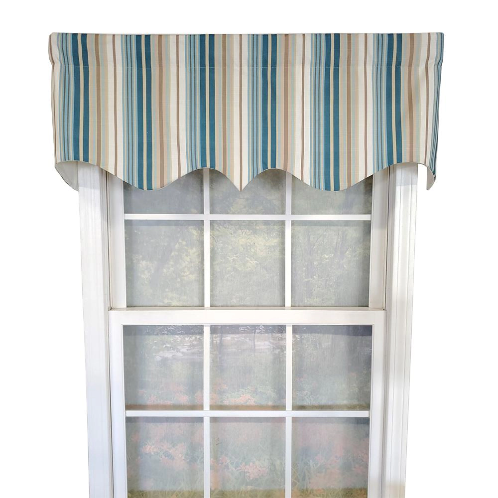 RLF Home Elisa Stripe Regal 100% Cotton with Fully Lined 3" Rod Pocket High Quality Spot Clean Valance 50" x 17" Blue