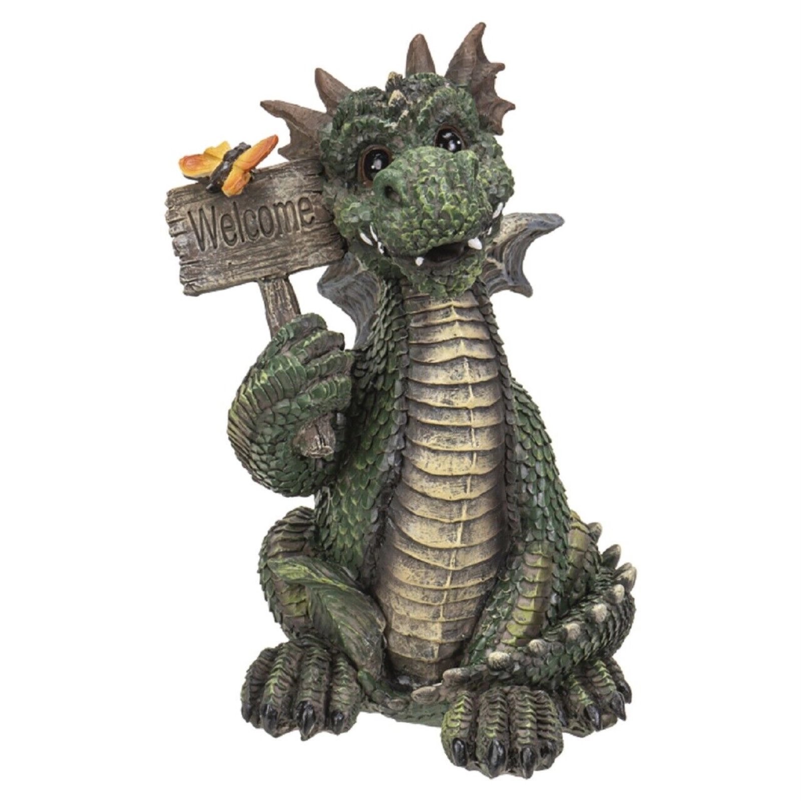 Pacific Giftware Green Dragon with Welcome Sign Figurine 7 Inch