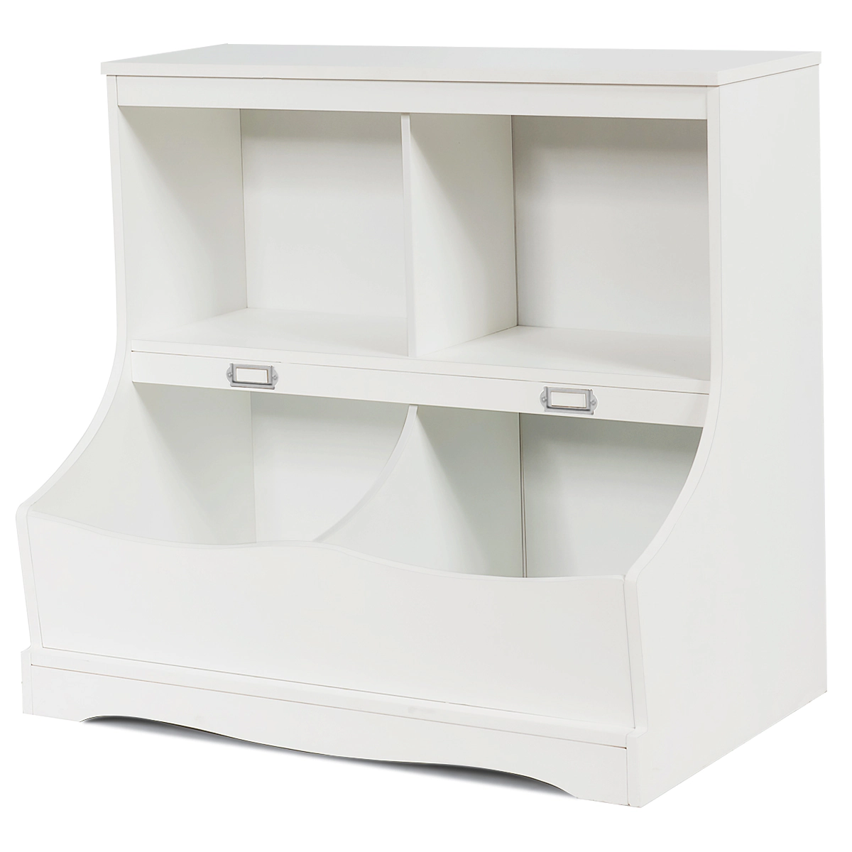 Costway Children's Multi-Functional Bookcase Toy Storage Bin Kids Floor Cabinet Grey