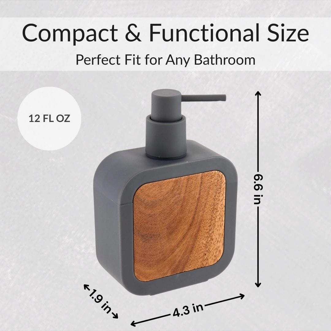 Evideco French Home Goods Urban Rubber-Coated Soap Dispenser with Wood Cap, 12 fl oz