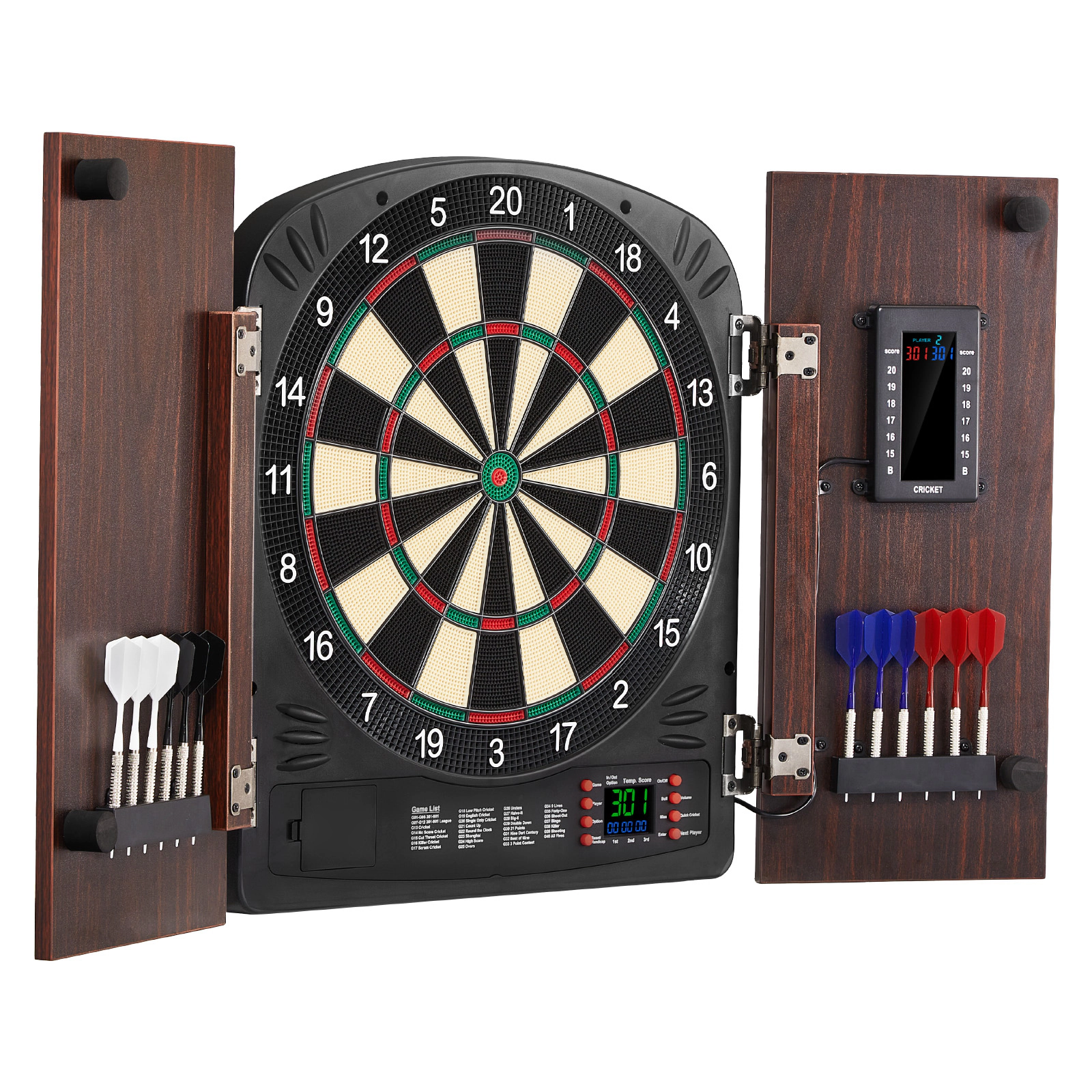 HONGGE Dartboard and Cabinet Set Ready-to-Play Bundle with Hideaway Cabinet, Easy Assembly