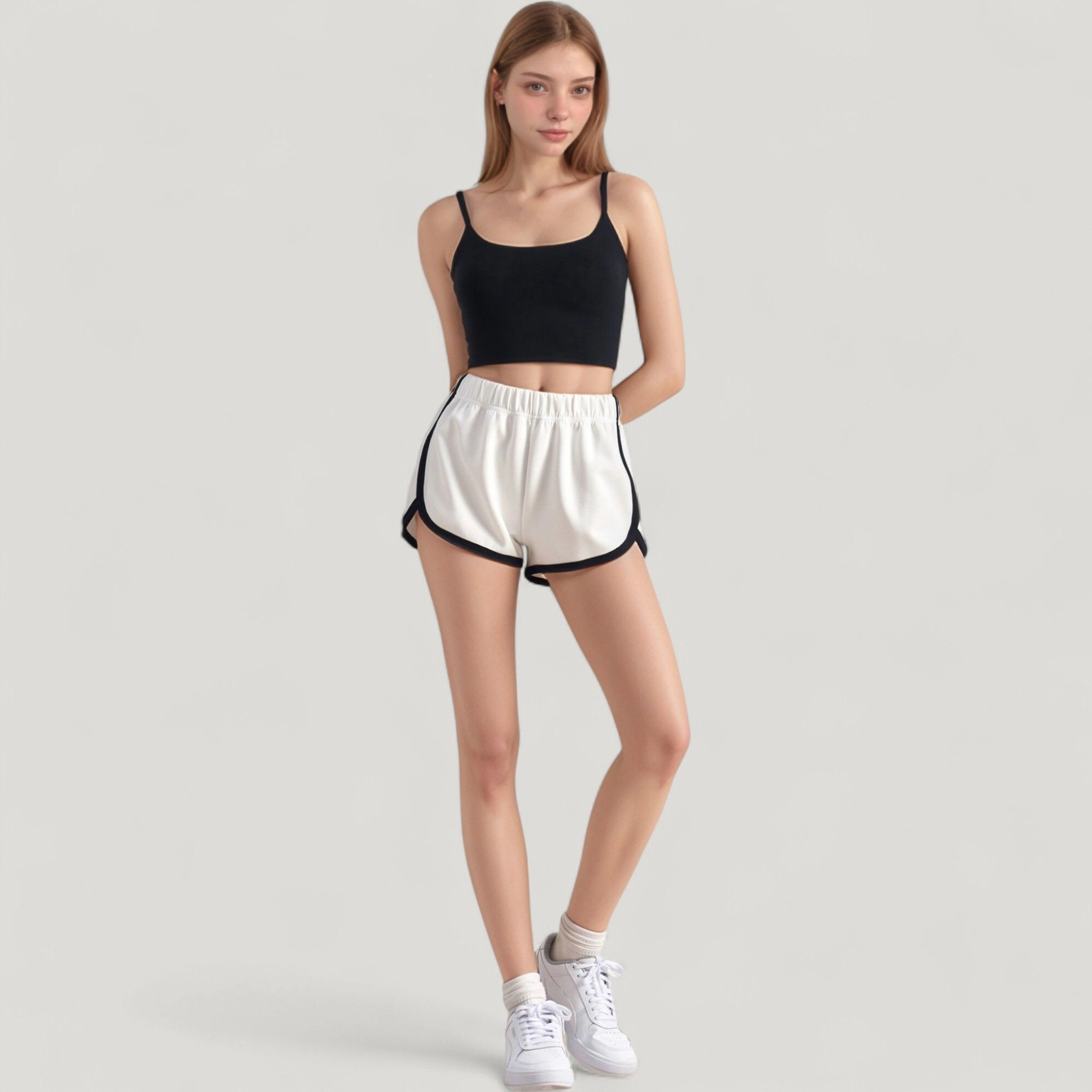 Anna-Kaci Women's Scoop Neck Spaghetti Strap Sports Bra with Smooth Finish