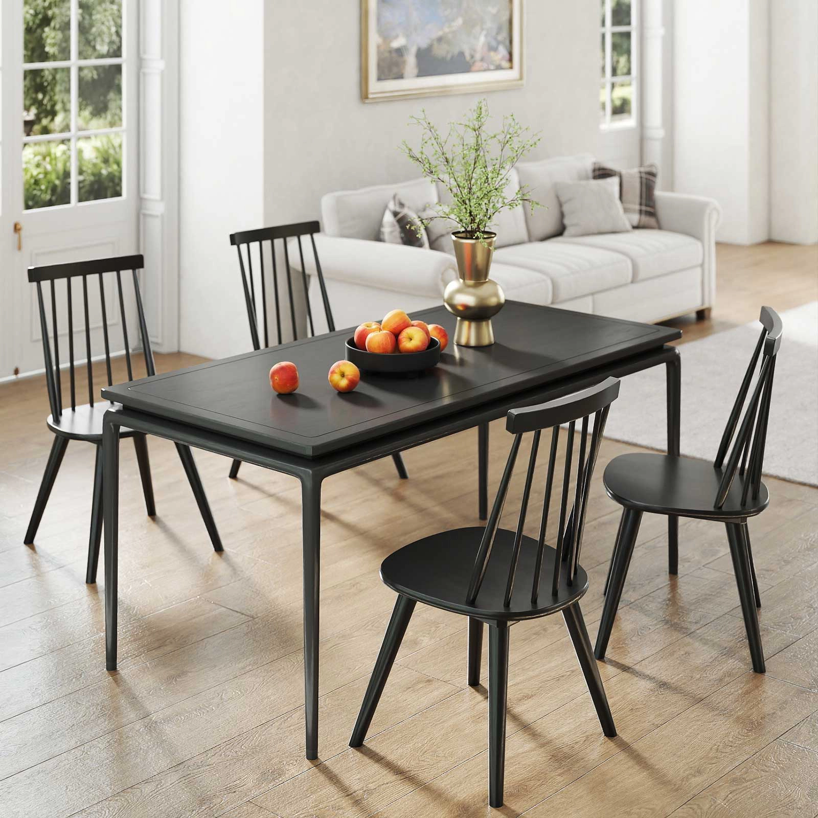 LJG Windsor Dining Chair Set of with Solid Rubber Wood Frame
