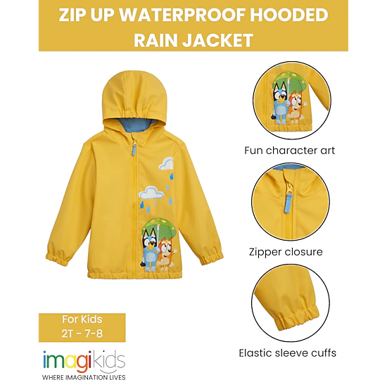 Bluey Zip-Up Hooded Rain Jacket