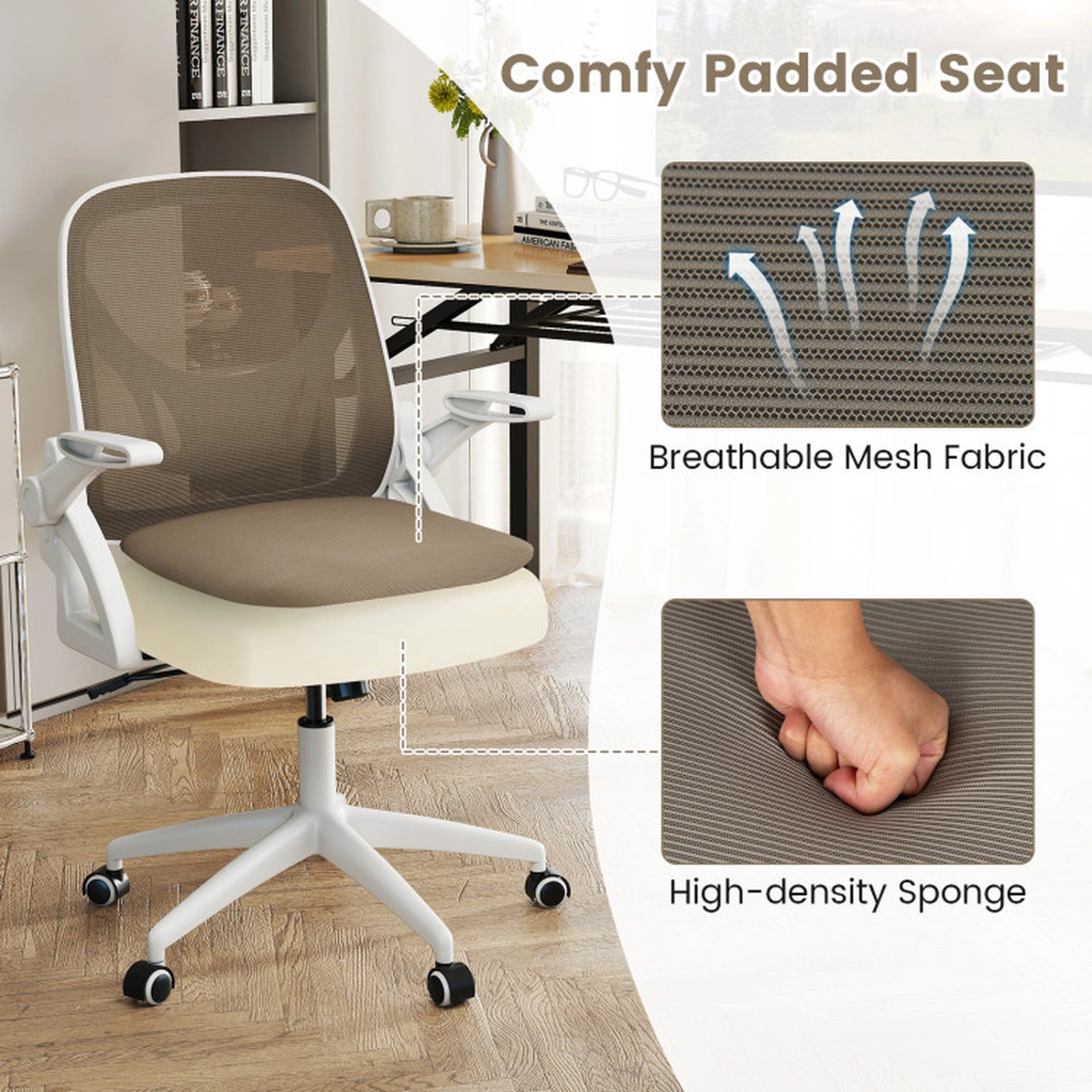 SUGIFT Ergonomic Mesh Computer Desk Chair with Lumbar Support and Flip-up Arms 330-lb Capacity Gray