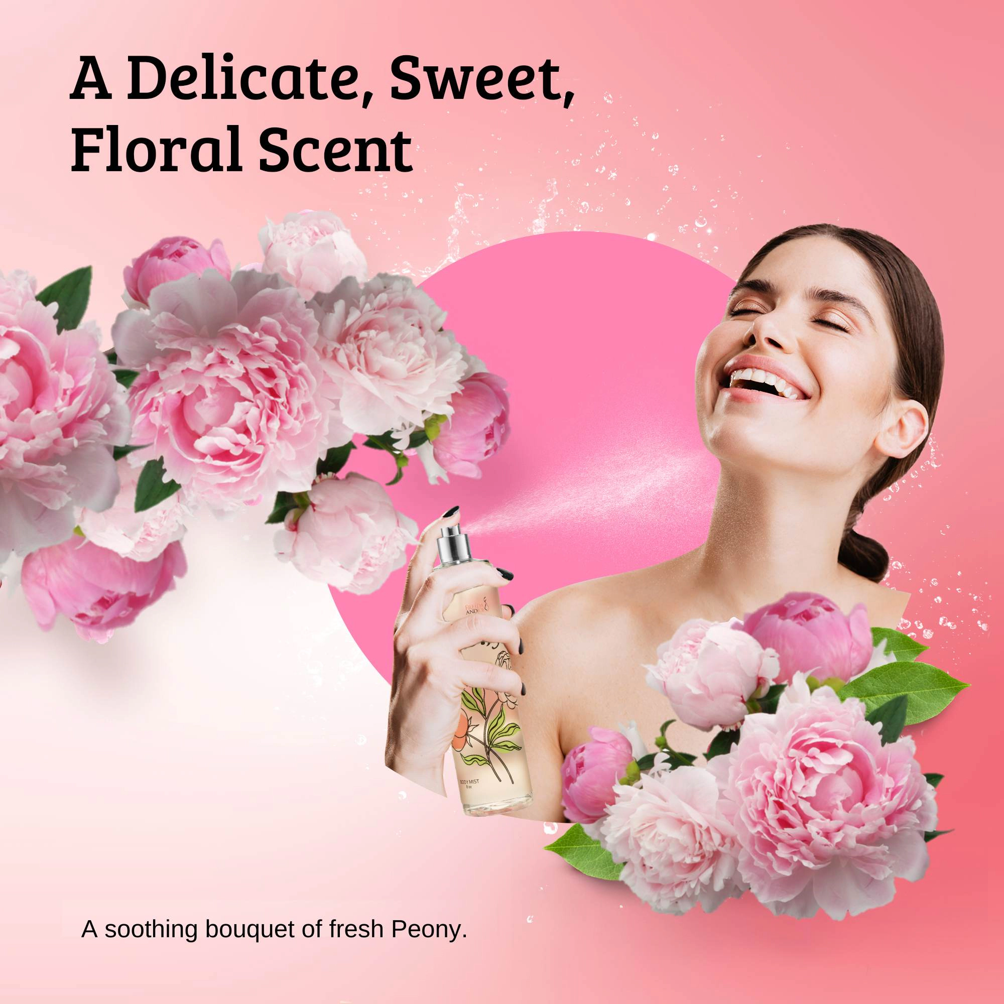 Freida and Joe Women Peony Fragrance Body Mist in 8oz Spray Bottle
