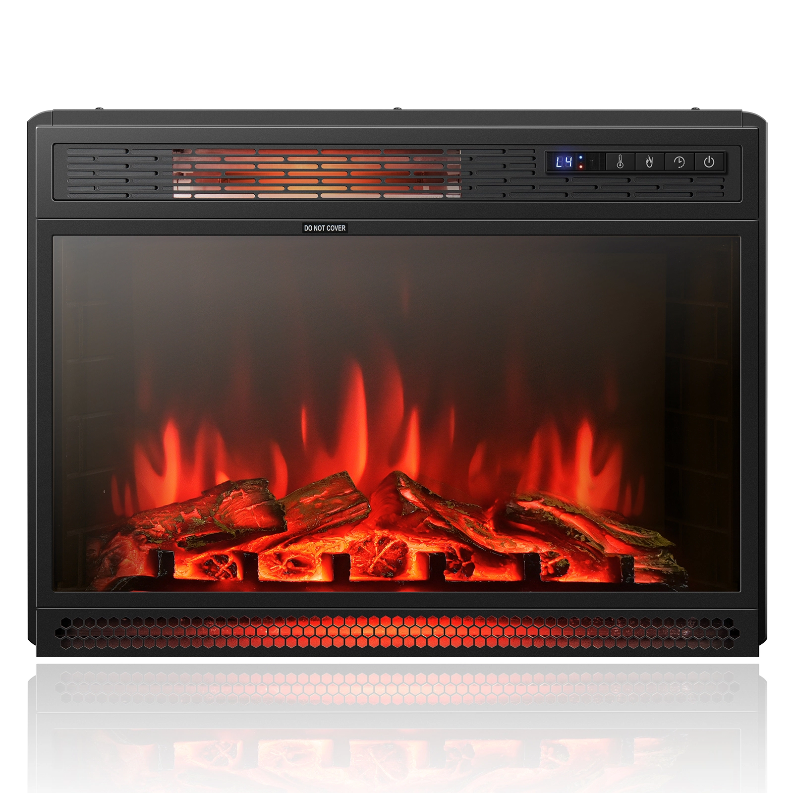 SlickBlue Black Electric Fireplace Heater with 3 Flame Colors, Timer Function
