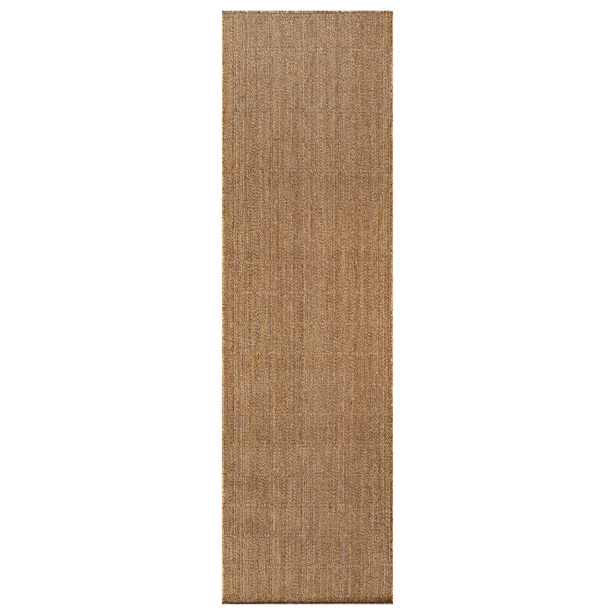 World Rug Gallery Plaid Indoor/Outdoor Flat Woven - Natural Jute-Style, Easy-Care Patio for Backyard Porch Deck