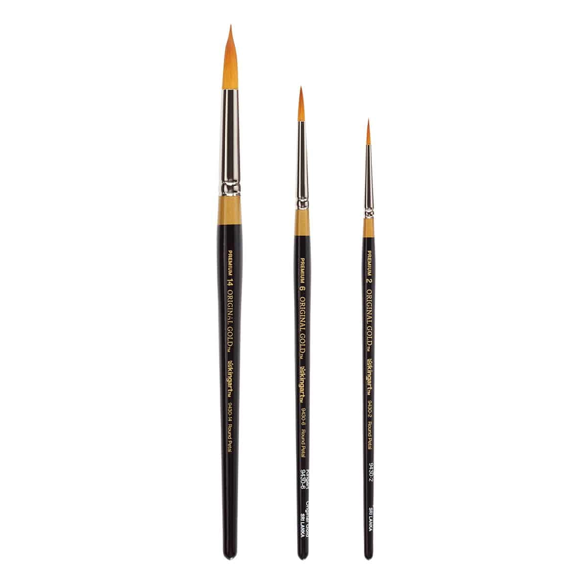 KINGART Original Gold 9430 Flora Round Petal Golden Taklon Brush