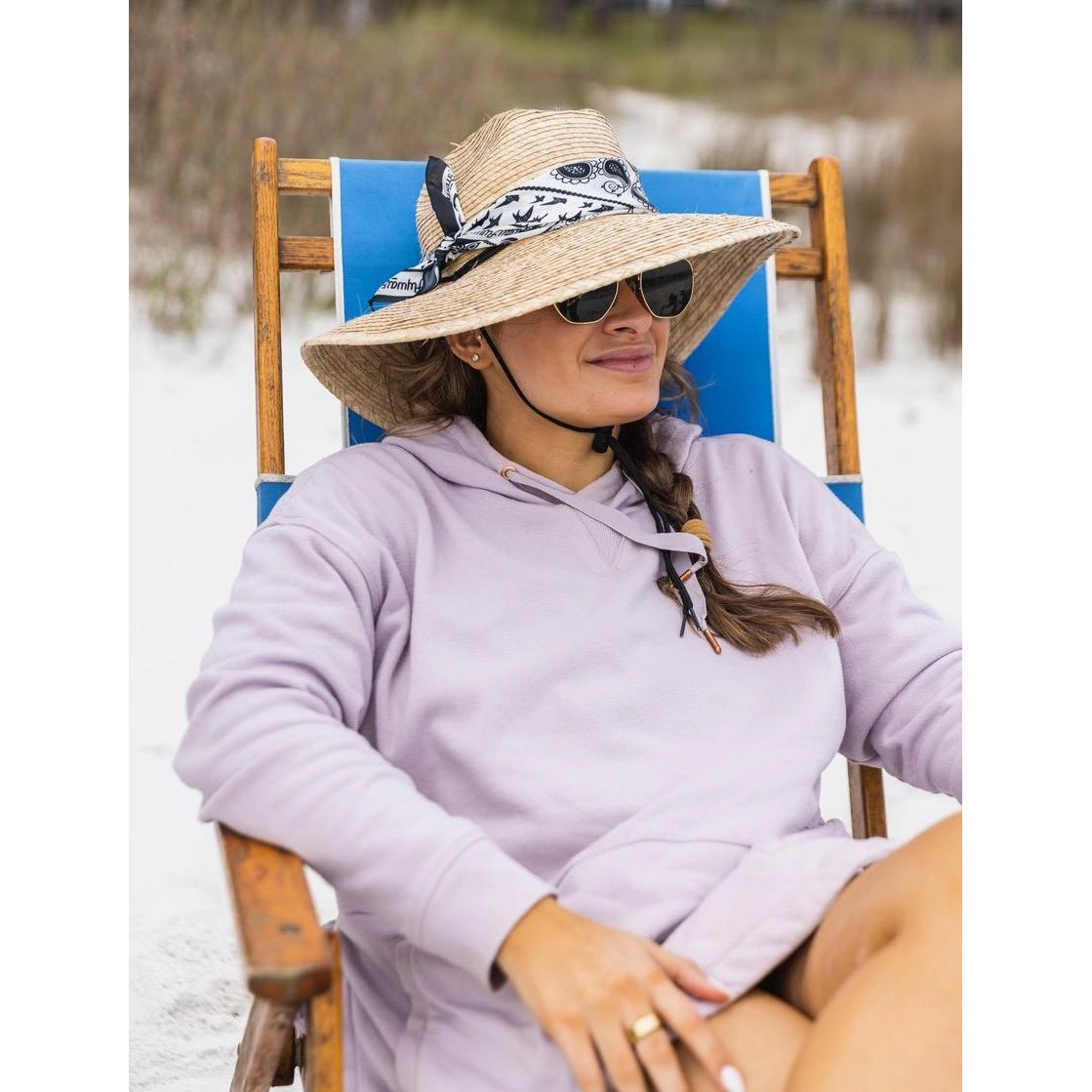 CTM Wide Brim Crushable Straw Lifeguard Hat with Chin Strap