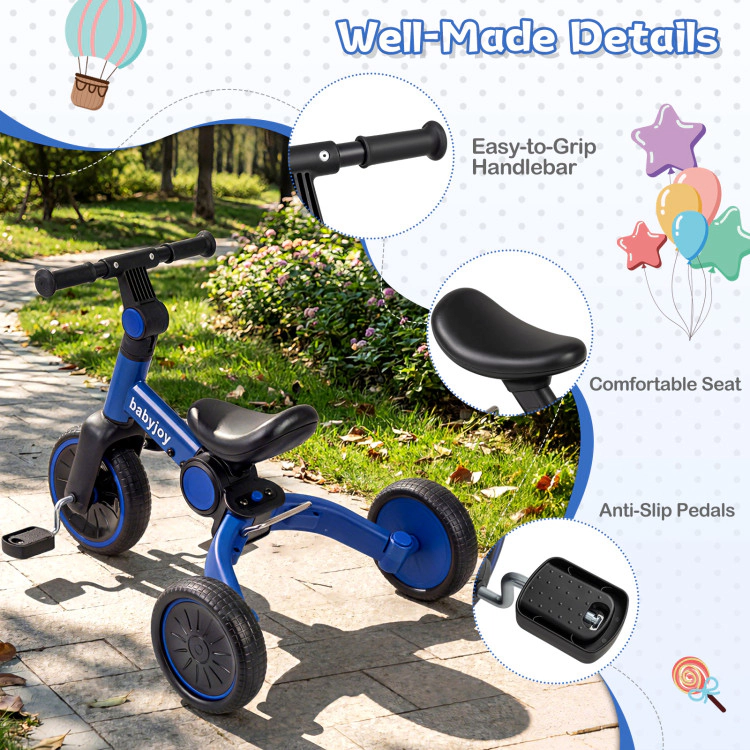 Hivvago 5-In-1 Toddler Bike Kids Balance with Removable Pedals