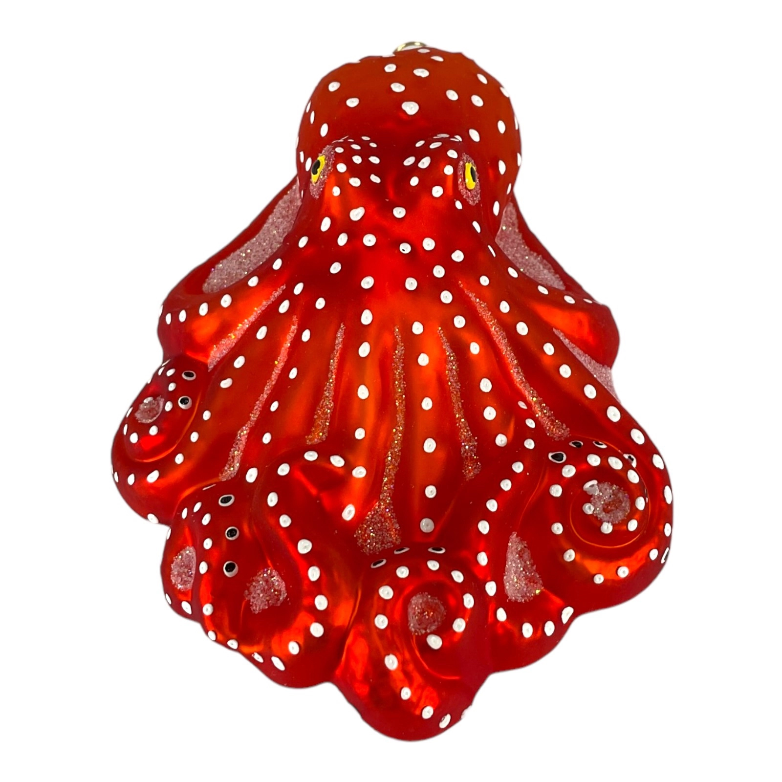 Pinnacle Peak Trading Company Red Octopus Polish Glass Christmas Ornament 4.25 Inch
