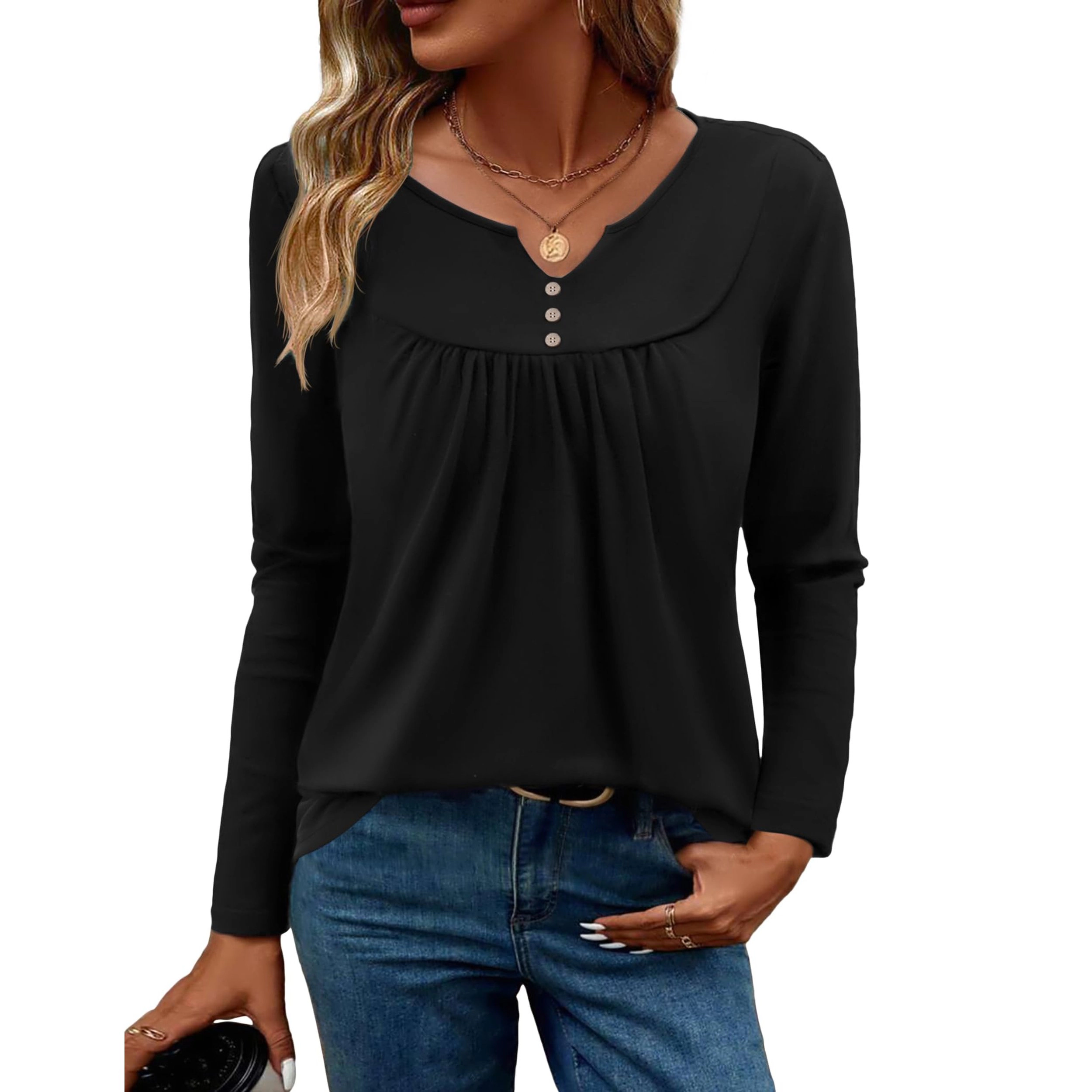 Zeagoo Women Longline V Neck Blouse