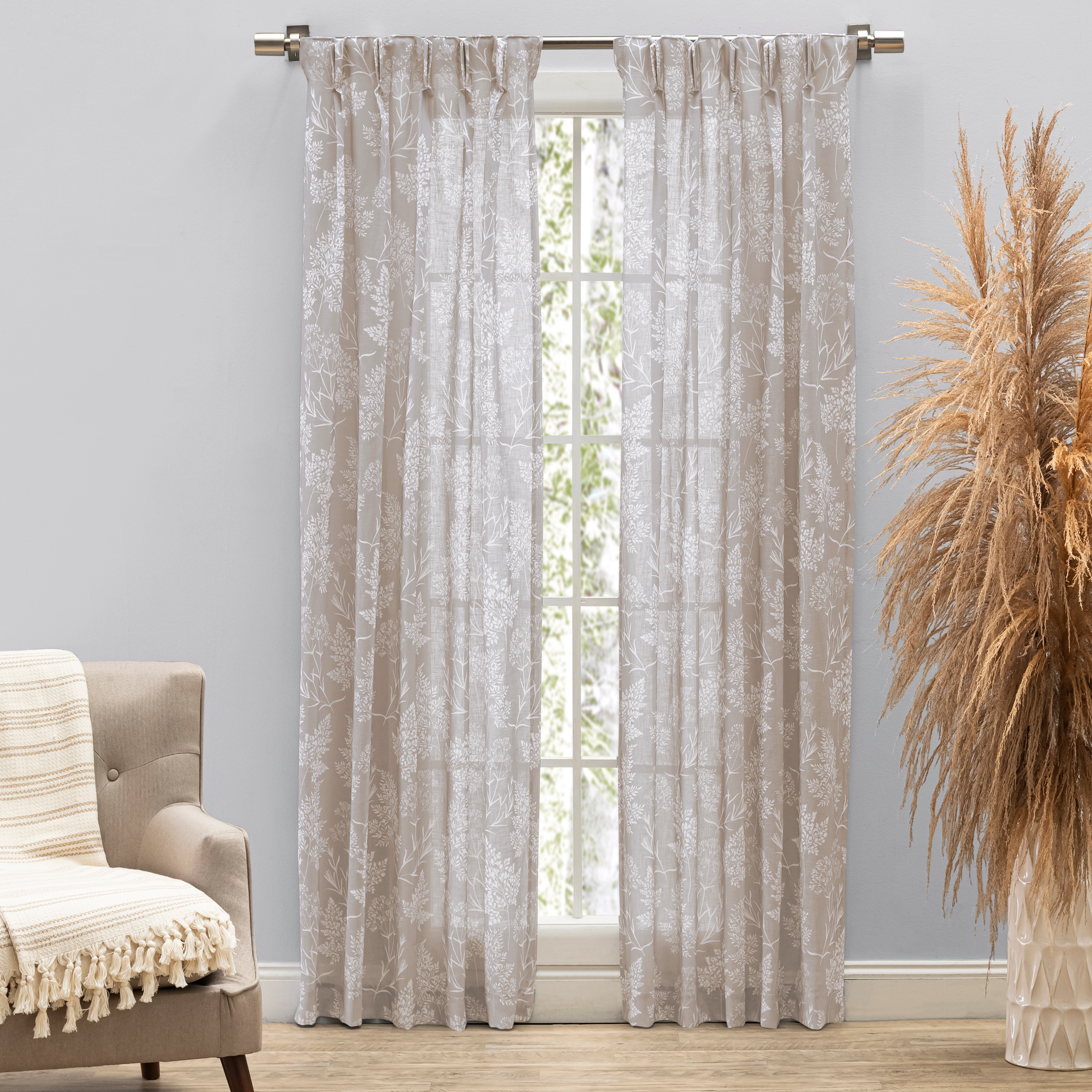 Ricardo Wild Meadows Pinch Pleat w/Back Tabs Pair 100x84 Grey