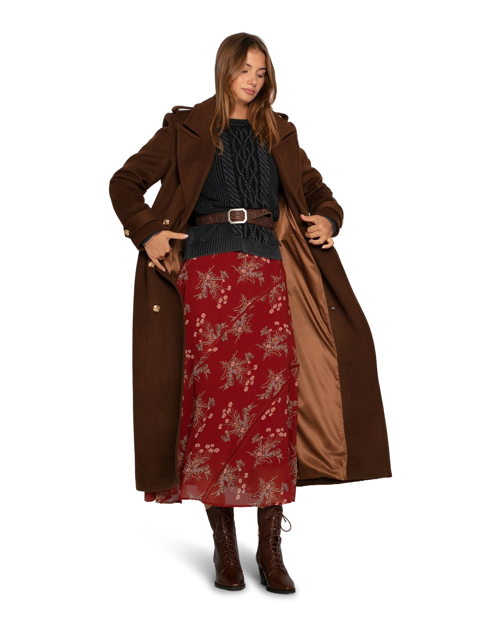 Belle & Bloom Command Wool Blend Double Breast Maxi Coat