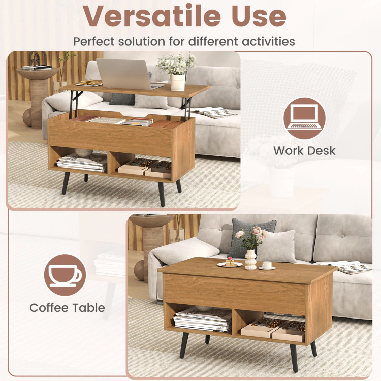 Hivvago Modern 31.5" Lift-Top Coffee Table with Discreet Storage and Open Shelf Space