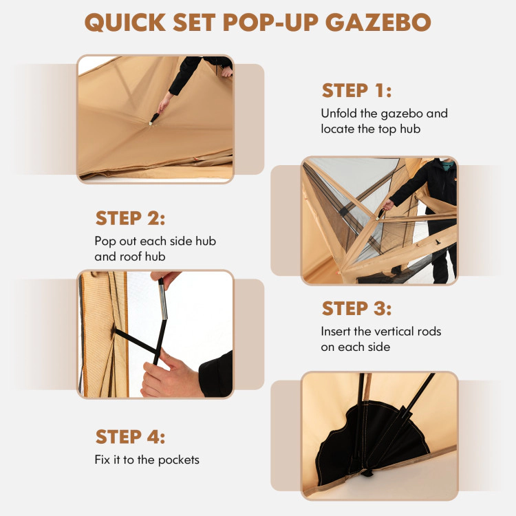Hivvago 6.7 x 6.7 Feet Pop Up Gazebo with Netting and Carry Bag