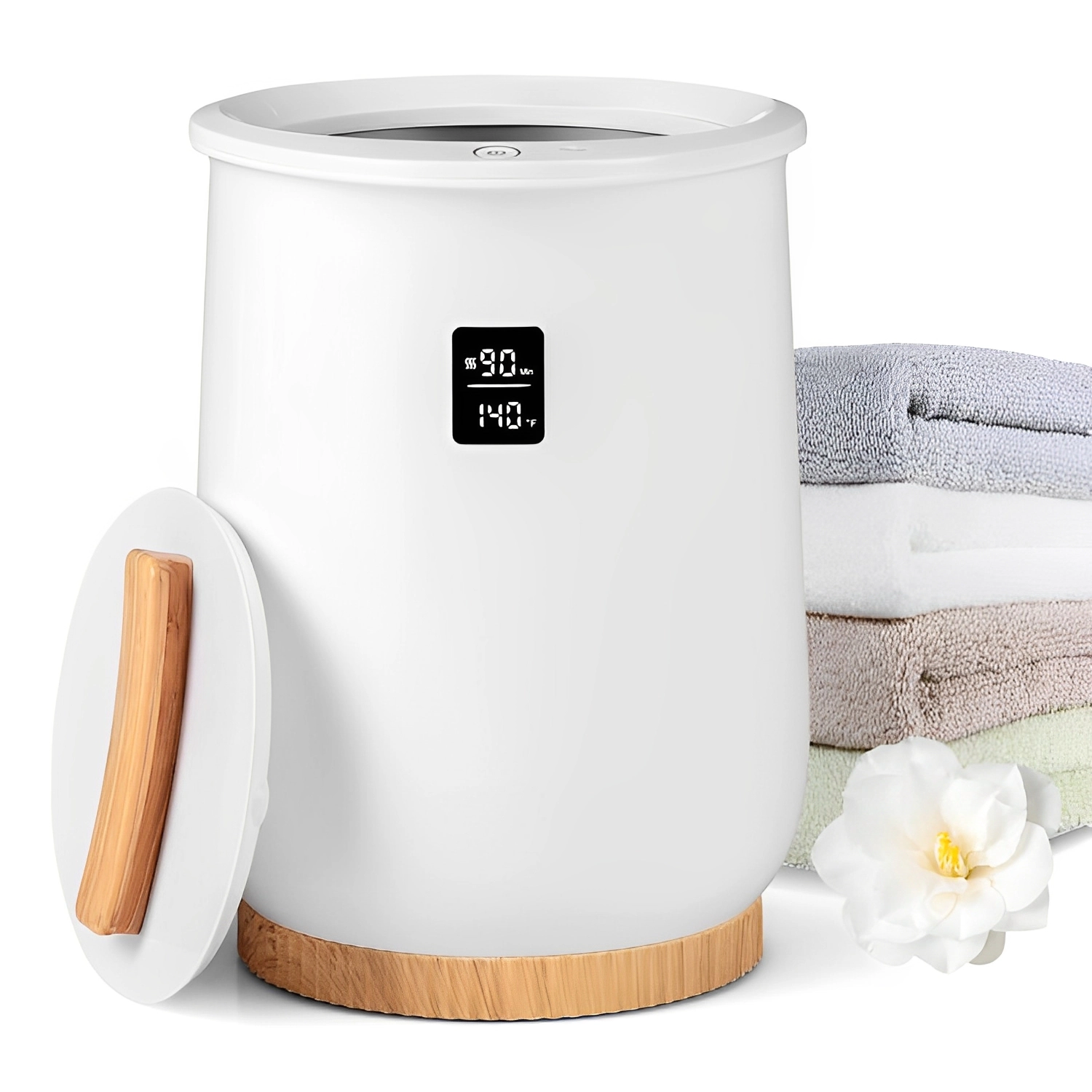 SUGIFT 20L 1-Button Control LED Display 4 Timer Settings Towel Warmer Bucket 13-in x 13-in x 19-in 450W White