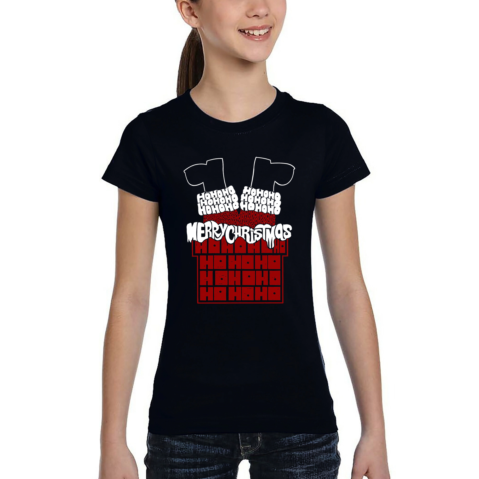 LA Pop Art Girls Word T-Shirt - Chimney Santa