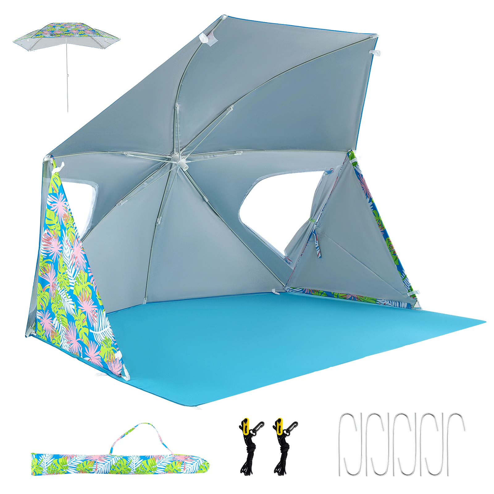 LJG UPF50+ Sun Protection Beach Umbrella Tent with Portable Carrying Bag