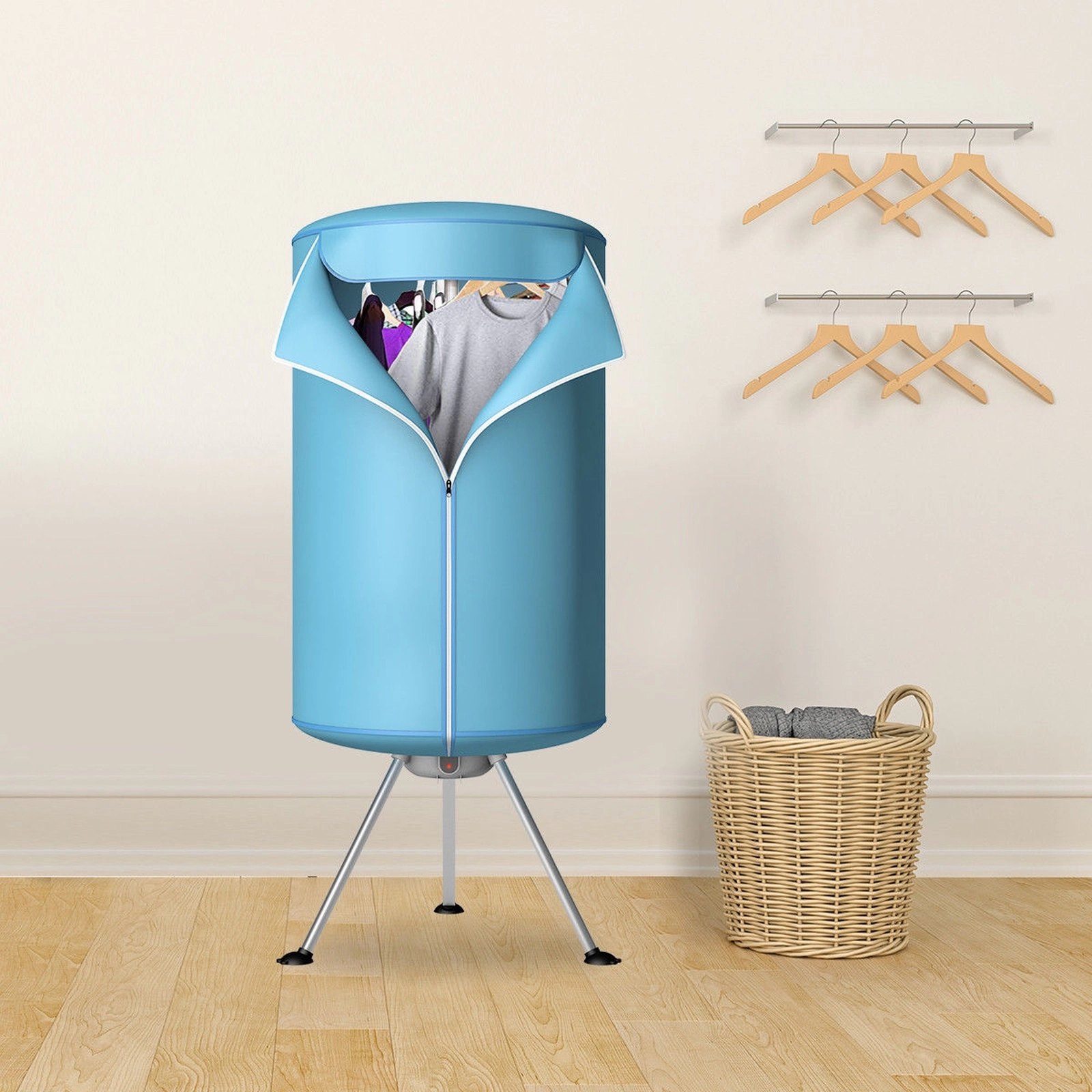 SUGIFT Lightweight Foldable Ventless Laundry Clothes Dryer 22-lb Capacity Blue Portable Wardrobe Style with Timer