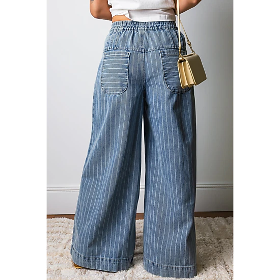 Threaded Pear Women's Sutton Casual Wide Leg Jeans