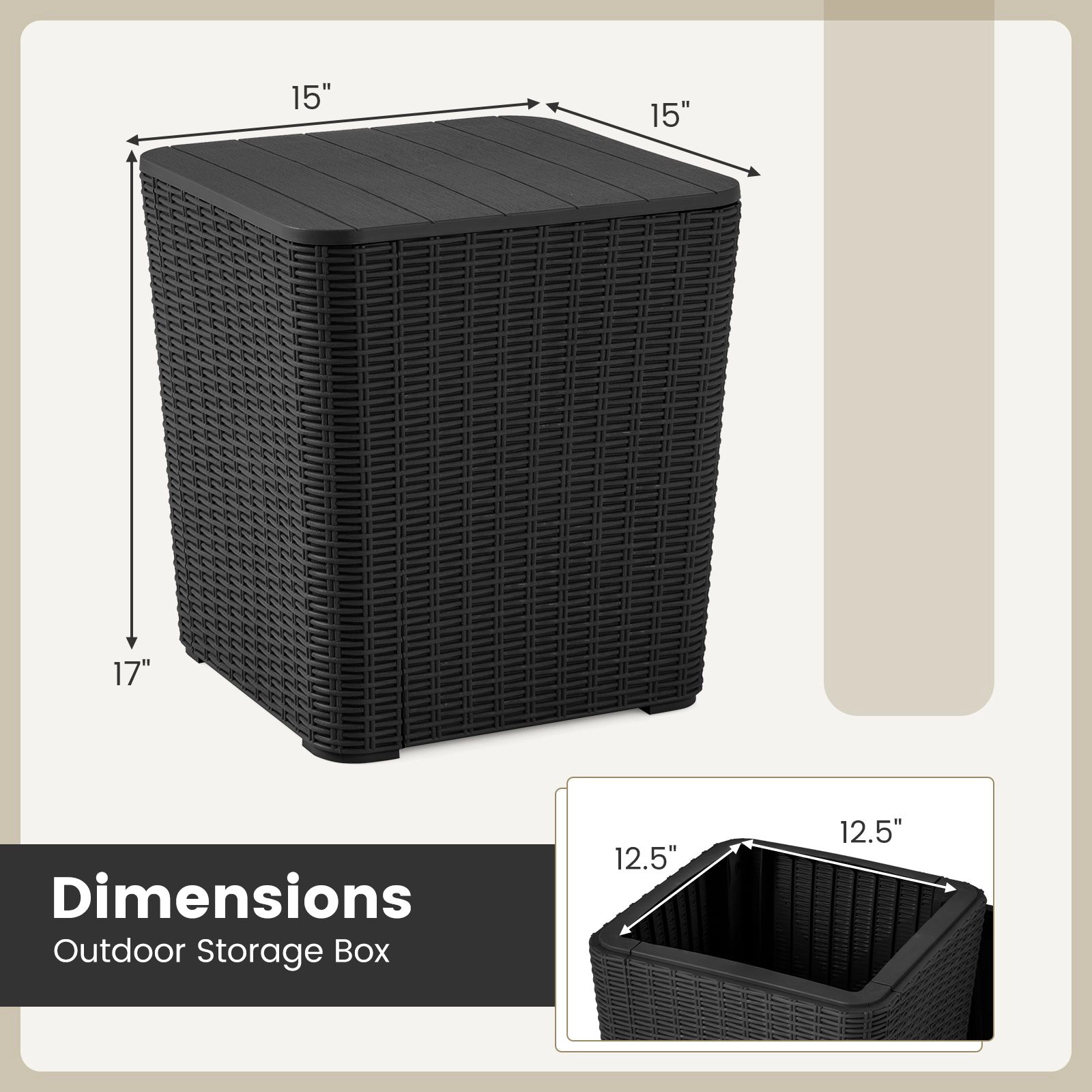 SlickBlue Outdoor Storage Side Table with Lid and Wicker Texture