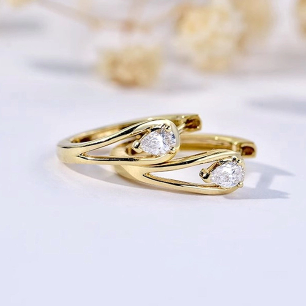 Minimalist Teardrop Cubic Zirconia Hoop Earrings