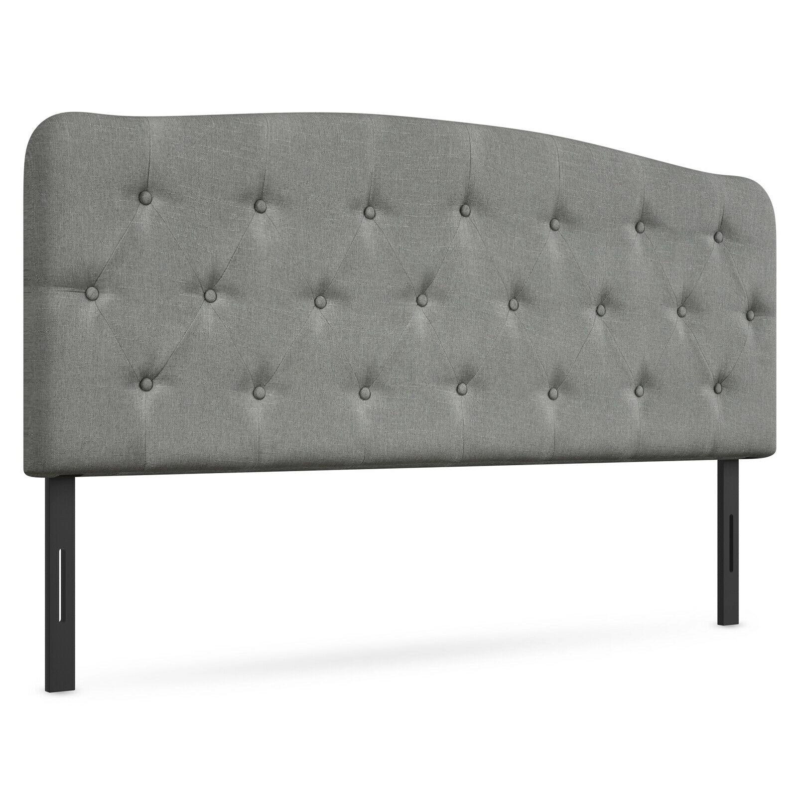 SUGIFT Faux Linen Full Headboard with Adjustable Heights 55-in Wide Upholstered Panel 31-lb Net Weight Light Gray