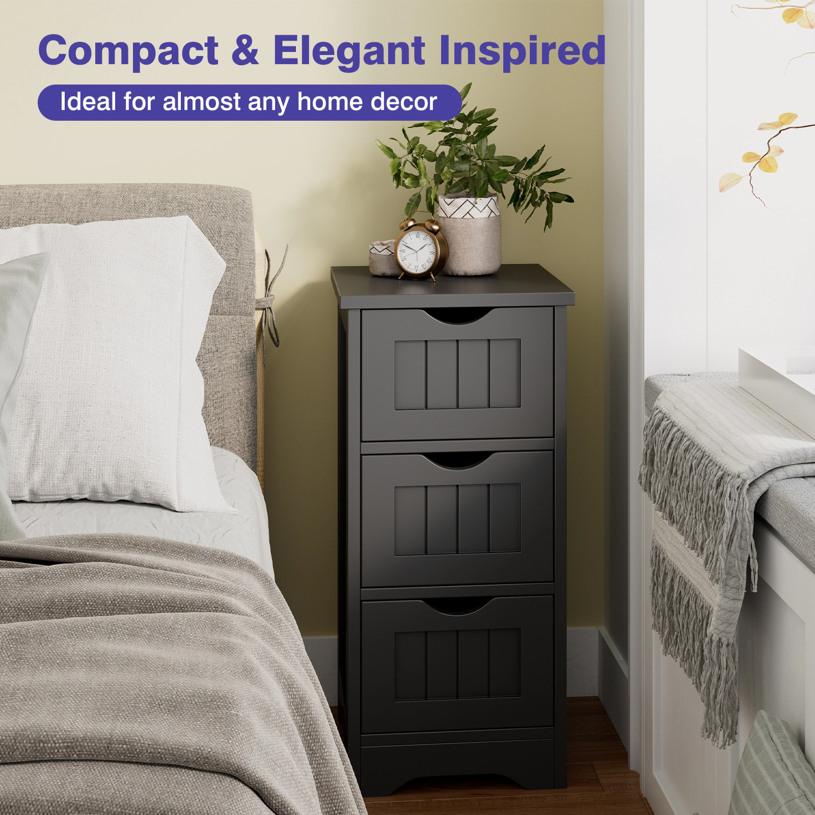 SlickBlue Vertical MDF Storage Cabinet with 3 Drawers and Compact Design