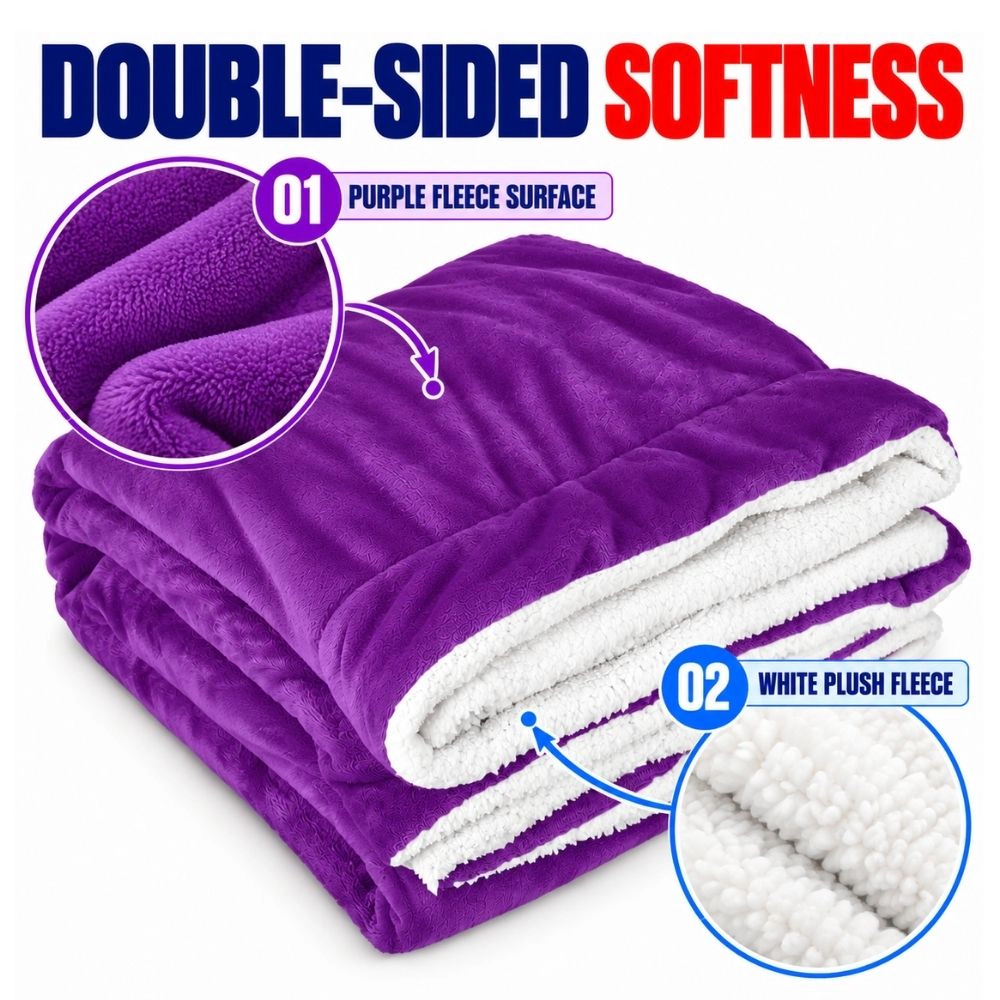 Soft Warm Flannel Blanket for Bed, Sofa & Travel