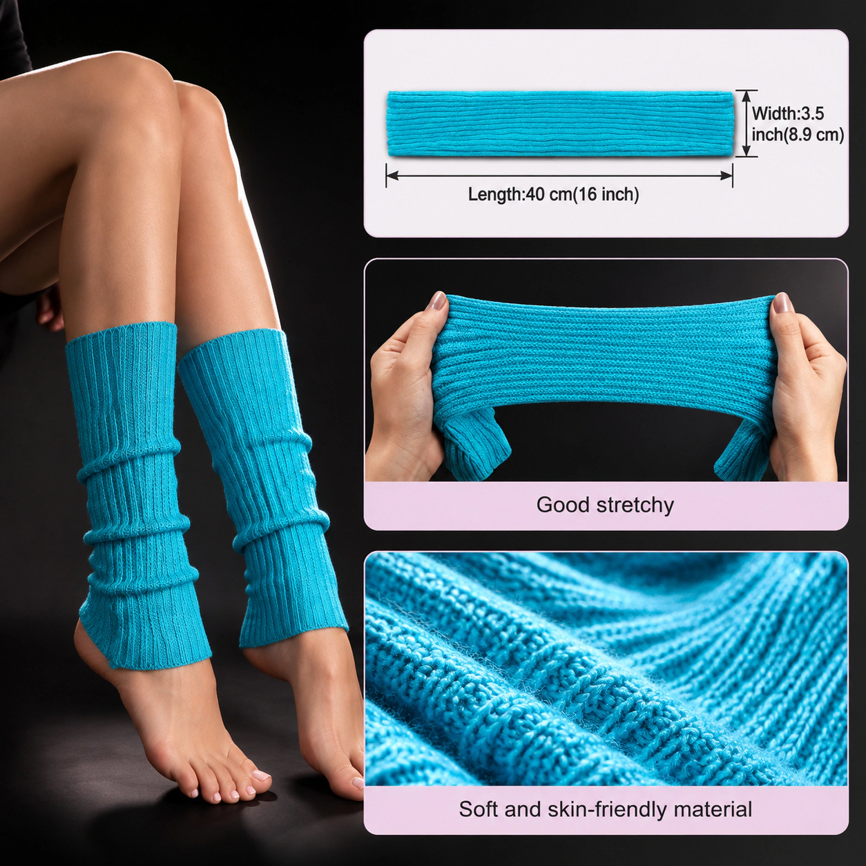 WZK Womens 8 Pairs Knit Ribbed Party Sports Daily Wear Leg Warmers