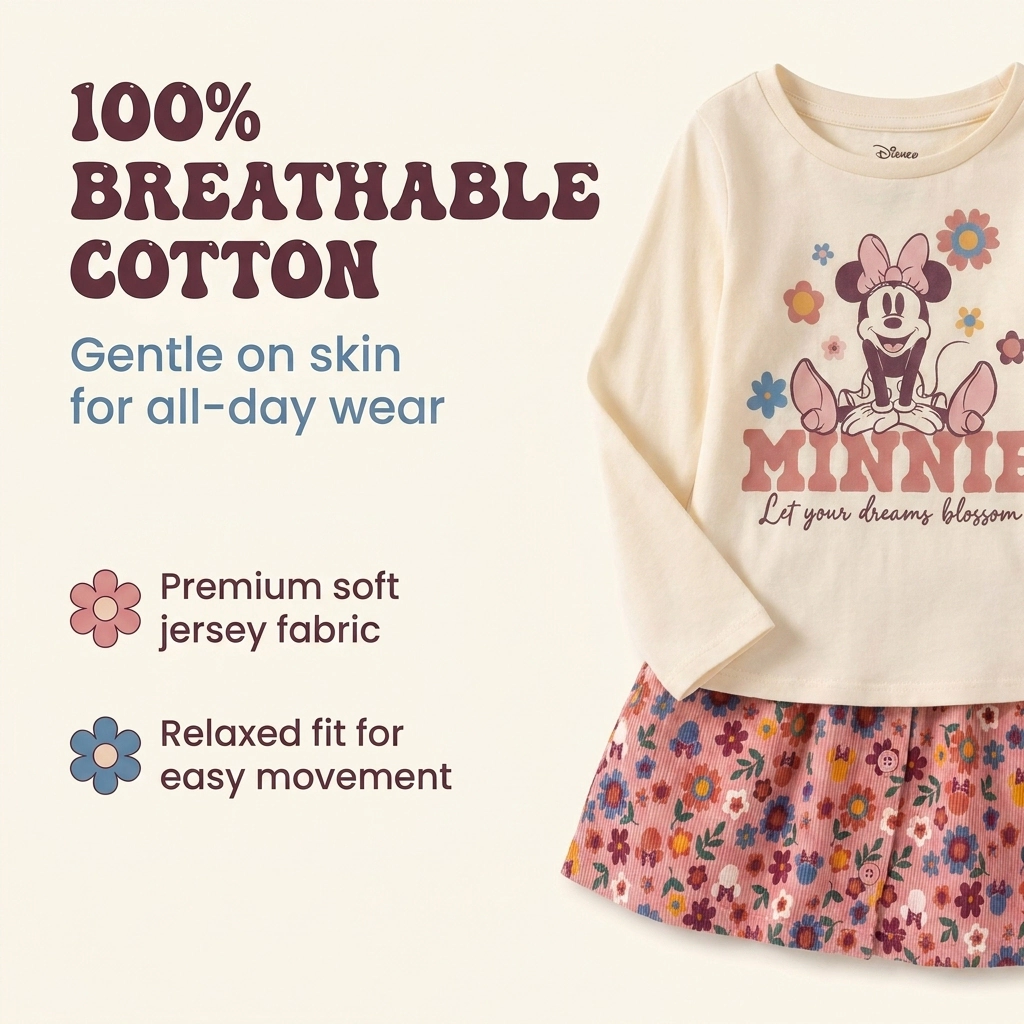 Disney Minnie Mouse Girls' 2-Piece Tee and Skirt Set