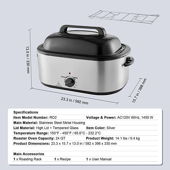 HONGGE Roaster Oven, Turkey Roaster Oven with Self-Basting Lid