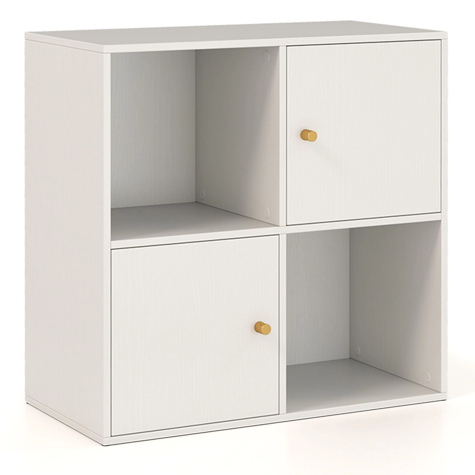 SlickBlue Modern 3-Tier Bookshelf with Dual Cabinets and Storage