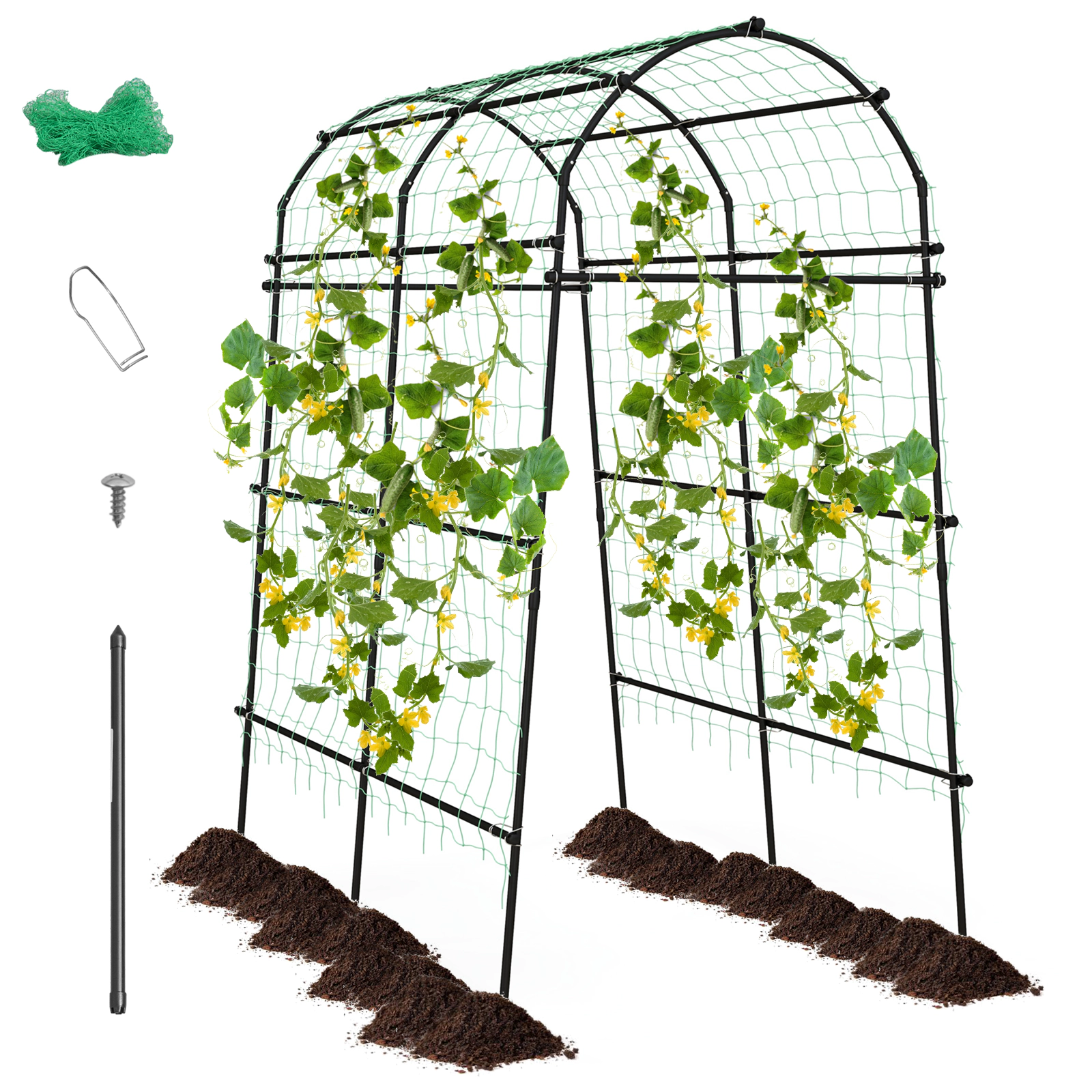 LJG 7.5 Feet Garden Arch Trellis with PE Coated Metal Structure