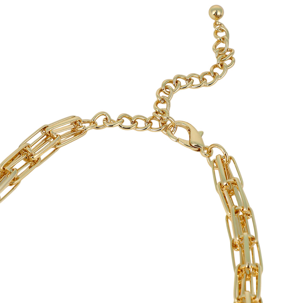 SOHI Women's The Braid Pin-Link Chain Necklace - California Gold