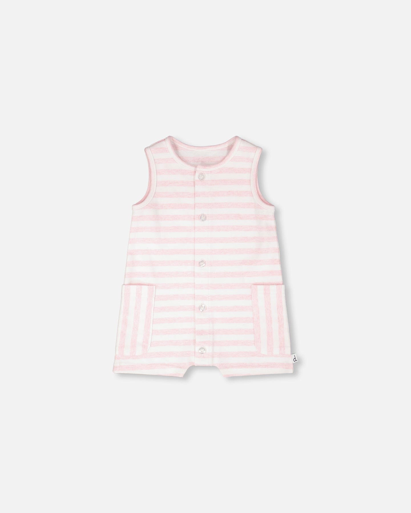 Deux par Girls Cotton Striped Romper and Stripes