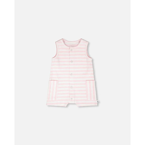 Deux par Deux Girls Cotton Striped Romper and Stripes