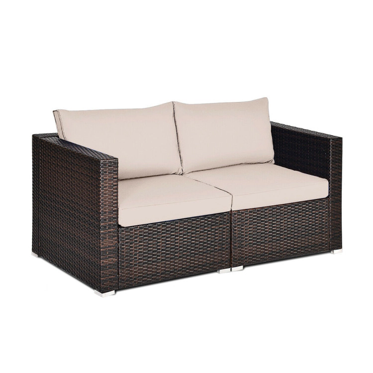 Hivvago 2 Pieces Patio Rattan Sectional Conversation Sofa Set