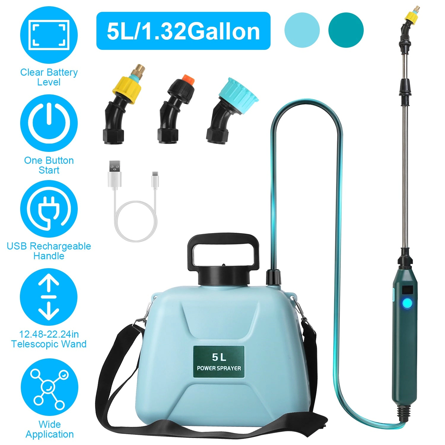 GBruno 5L Battery-Powered Garden Sprayer