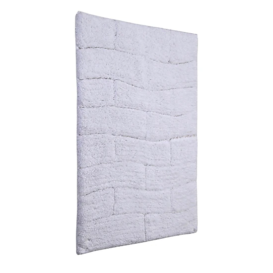 Knightsbridge Stylish And Comfortable All Season Traditional New Tile Design Cotton Bath Rug 21" X 34" White